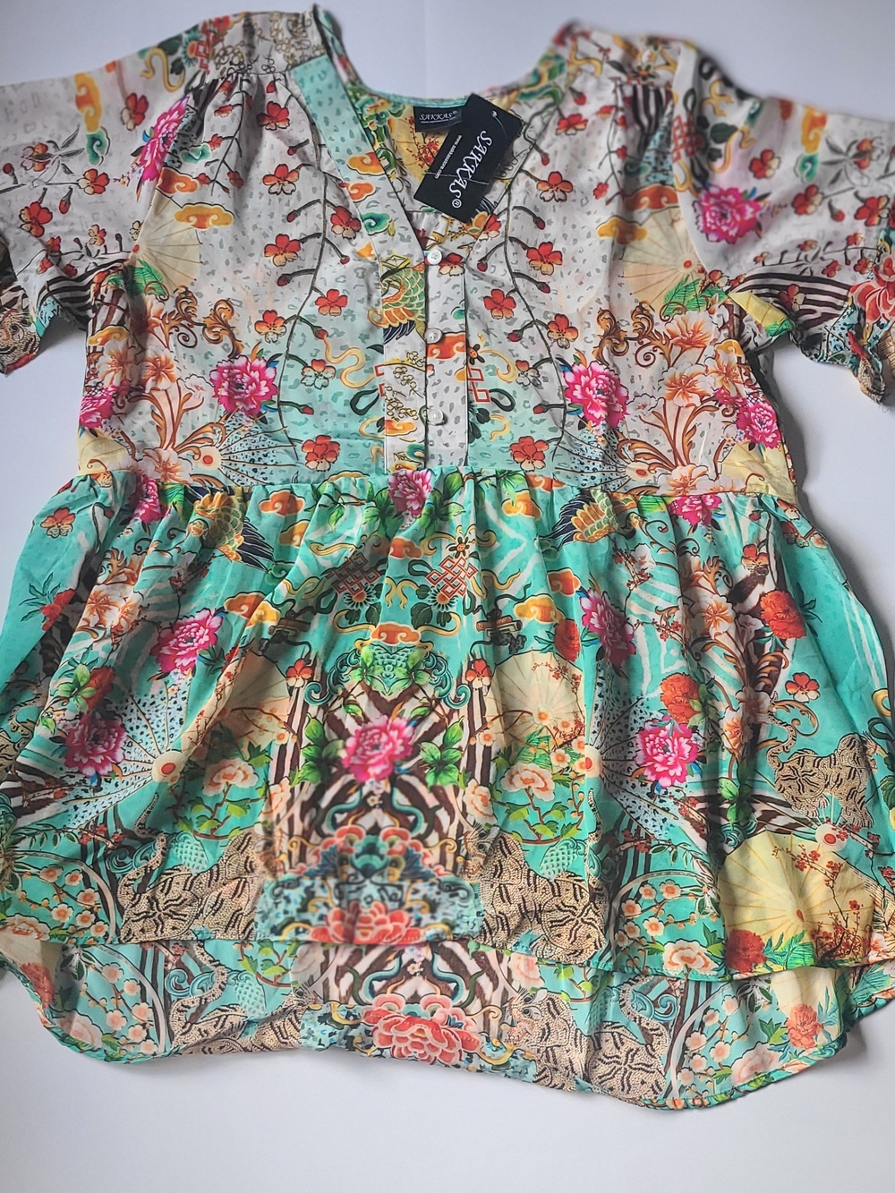 Sakkas Turquoise Floral Girls' Sundress with Pink Accents